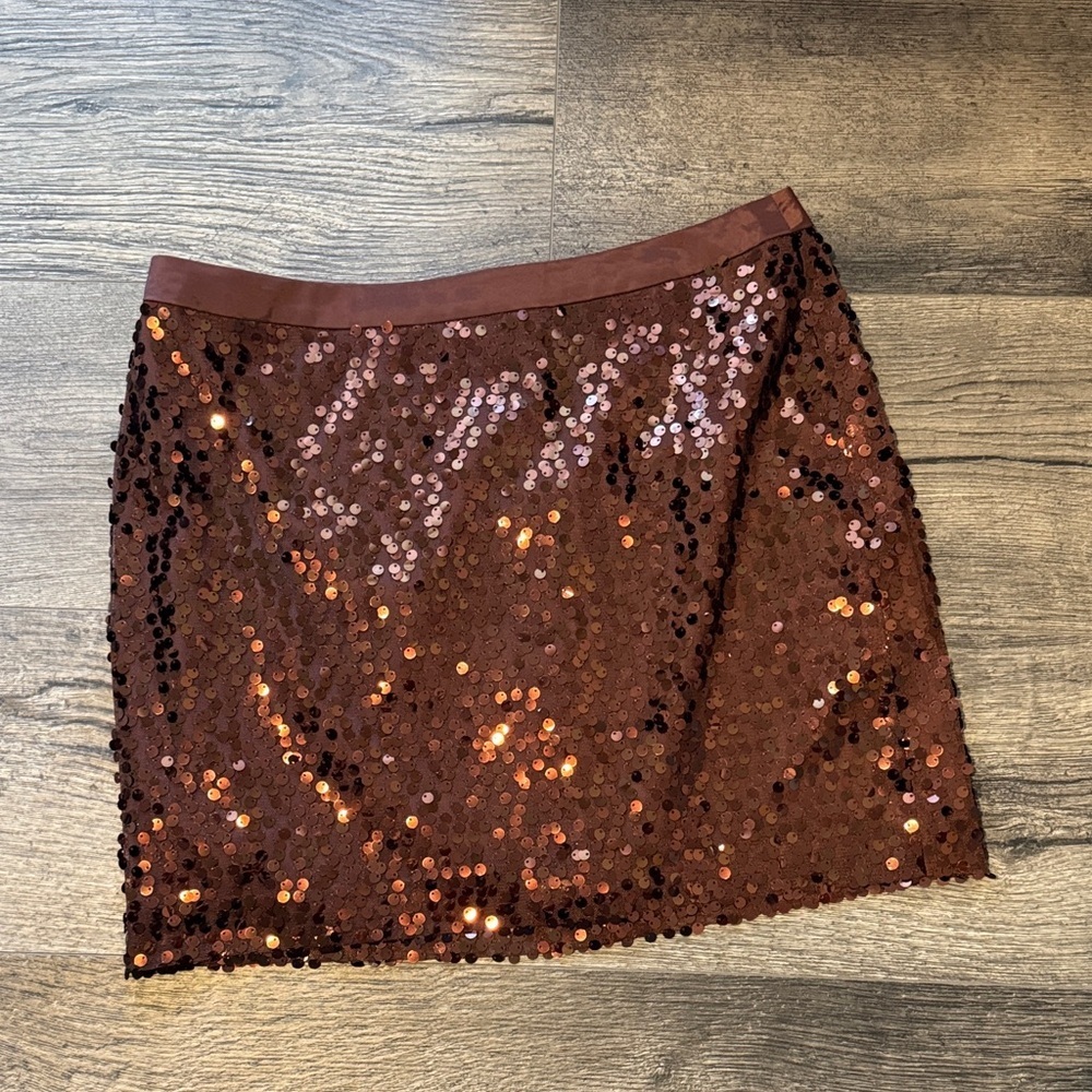 Banana Republic Brown Bronze Sequin Mini Skirt, Size 6 P